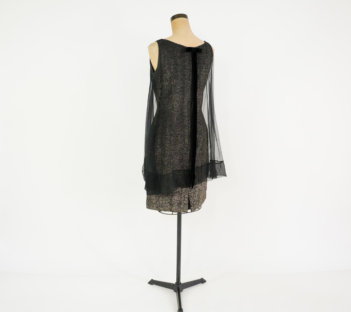 1960s Metallic Gold Black Dress