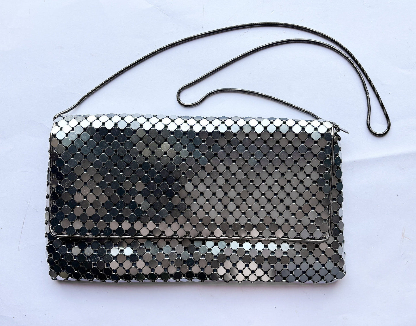 1980s BCBG MAXAZIRA Silver Mesh Clutch