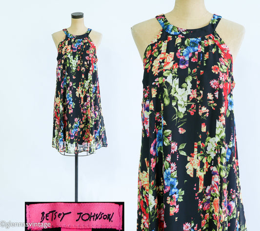 1990s Floral Party Dress by Betsey Johnson, M