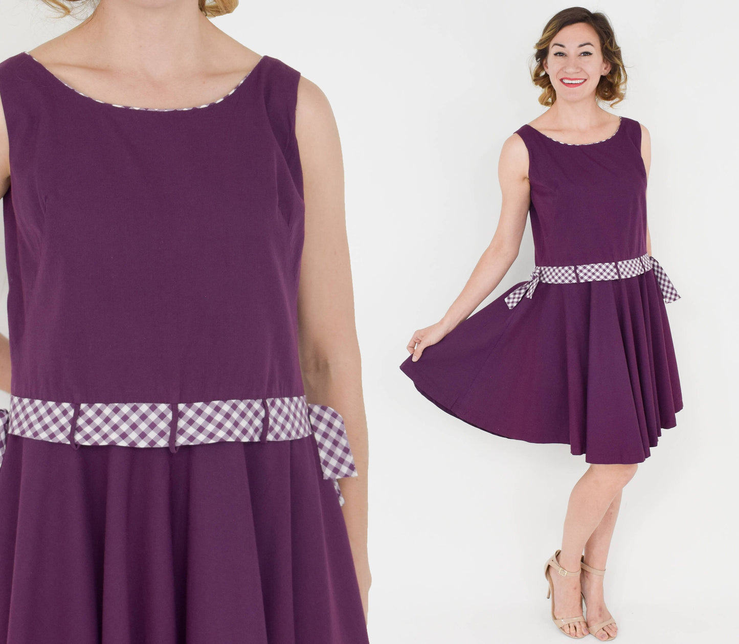 1950s Purple Cotton Sundress, Medium