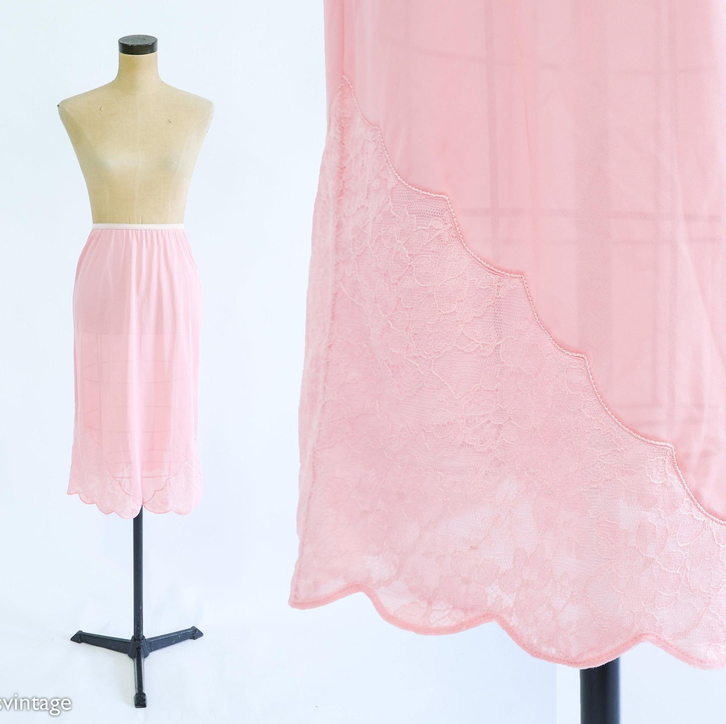 1950s Pink Nylon Half Slip, Medium