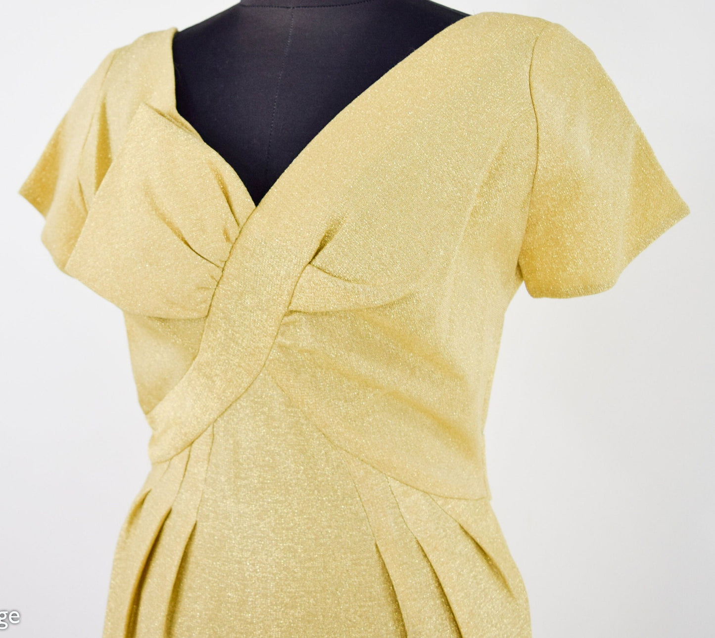 1950s Gold Lamé Cocktail Dress | Vintage Sheath, V-Neck