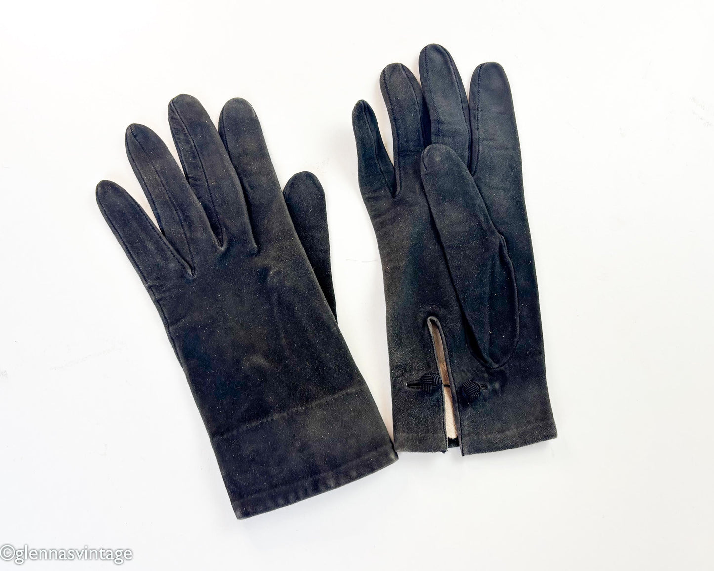 Hermès Black Suede Gloves, Size 7