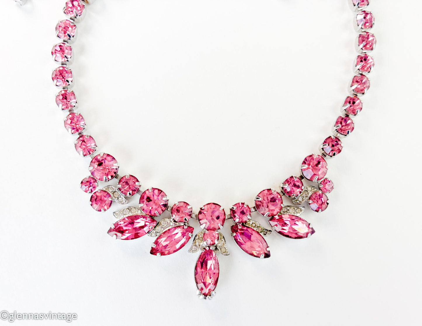 1950s Pink Rhinestone Choker Eisenberg Jewelry