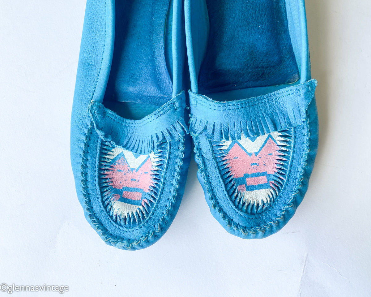 1980s Candie's Turquoise Suede Loafers | Moccasin Style | US 8.5