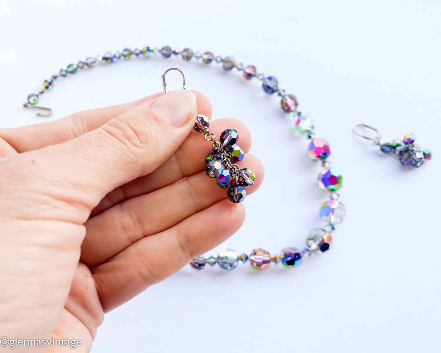 1960s Aurora Borealis Crystal Beaded Necklace Set