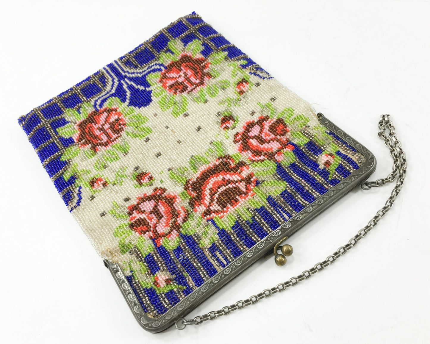 1900s Beaded Roses Handbag | Antique Evening Purse