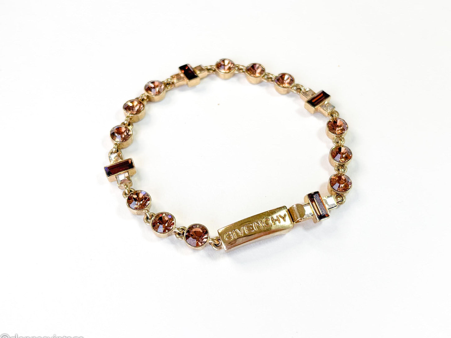 1990s Givenchy Gold & Root Beer Rhinestone Bracelet