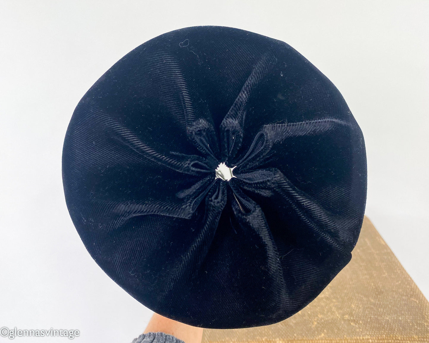 1960s Black Velvet High Crown Hat