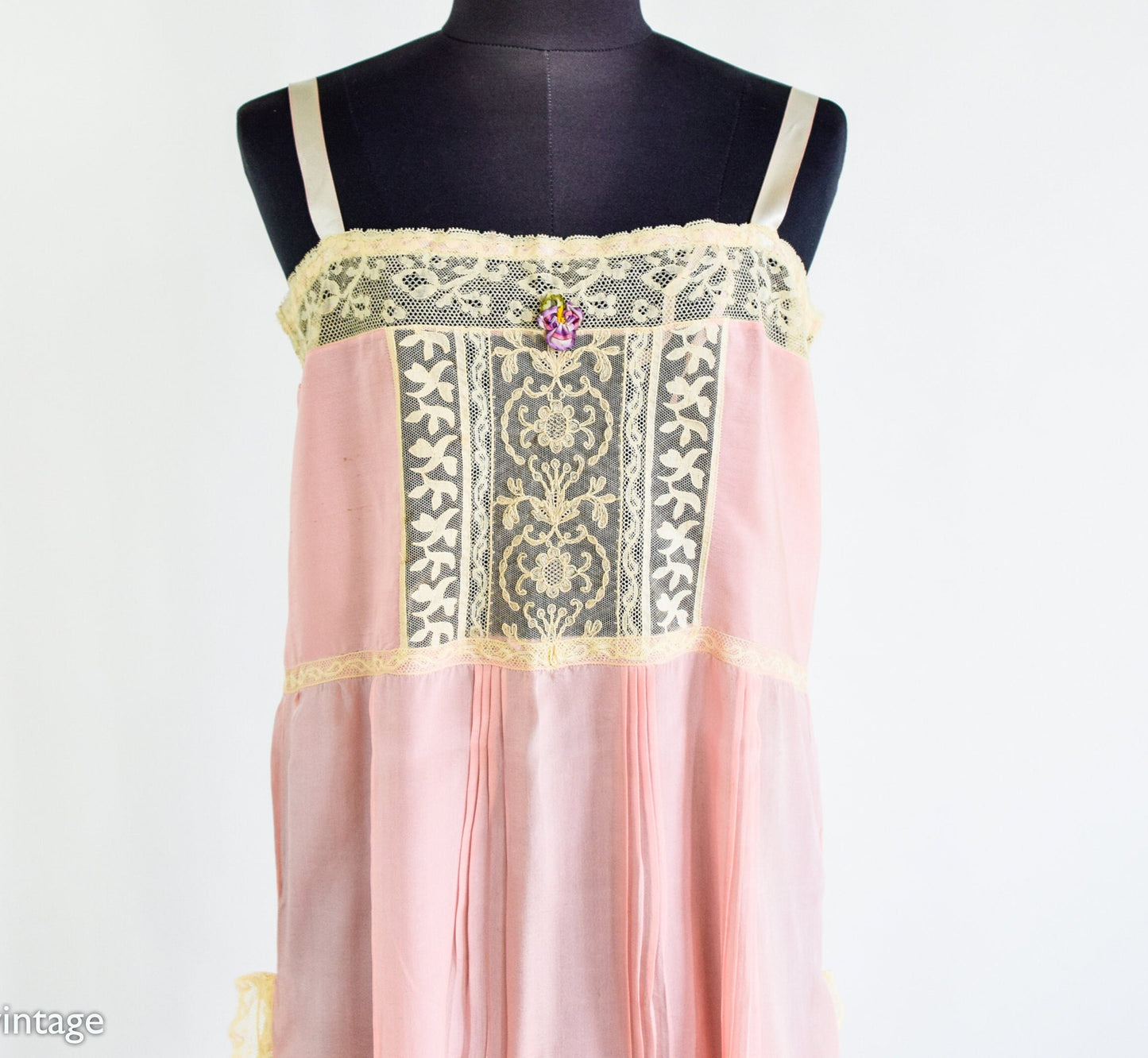 1920s Pink Silk Romper Lingerie, Step In, Extra Small