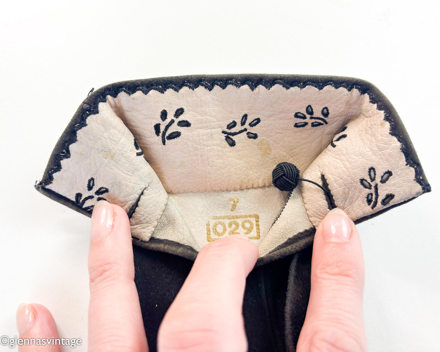 Hermès Black Suede Gloves, Size 7