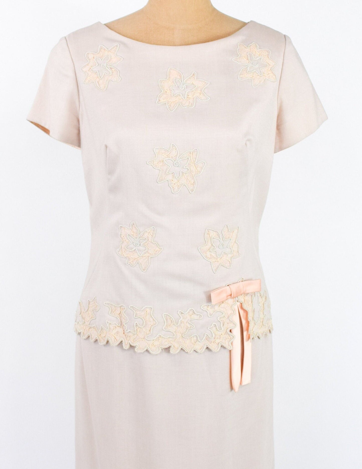 1950s Beige Linen Day Dress, Medium