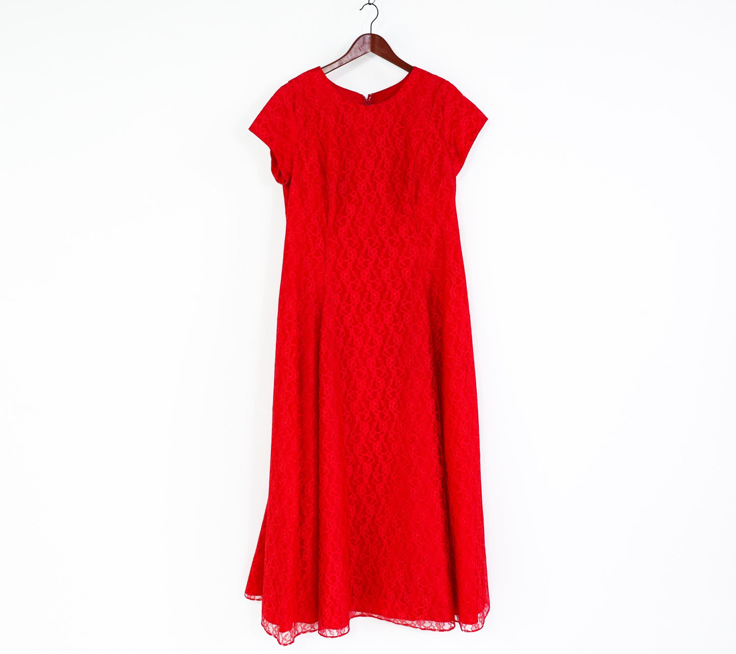 1960s Red Lace Maxi Dress, Extra Large
