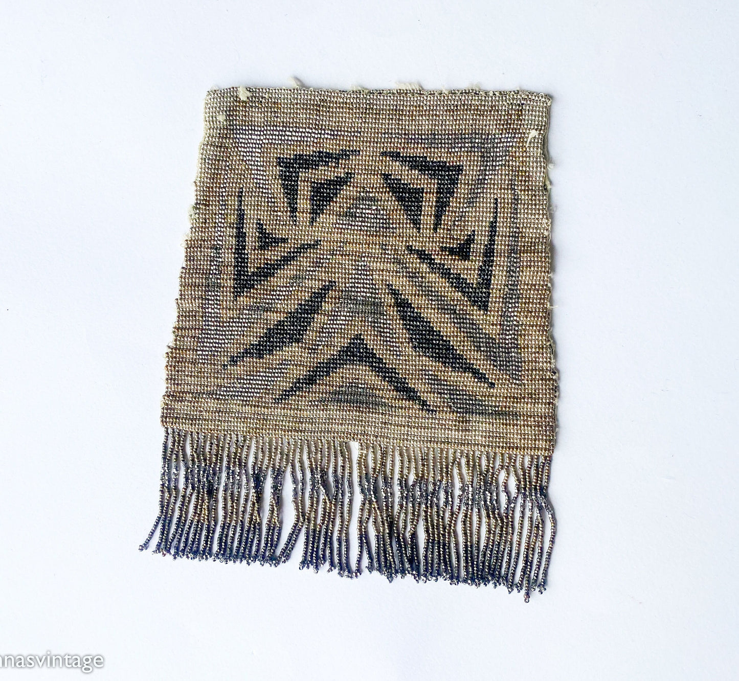 1900s Art Deco MicroBeaded Evening Bag | Unfinished Beaded Fringe Purse