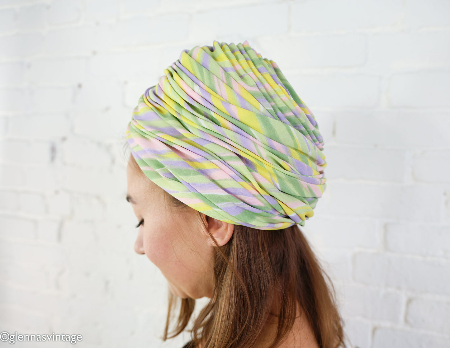 1960s Pastel Striped Turban Hat