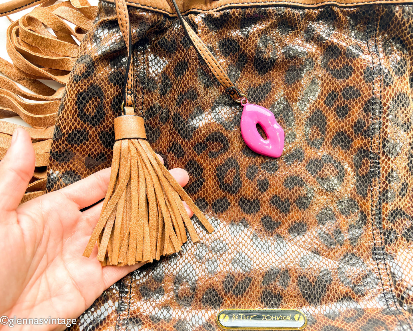 Betsey Johnson 1990s Cheetah Print Leather Shoulder Bag | 90s Brown Animal Print HoBo Pouch Bag
