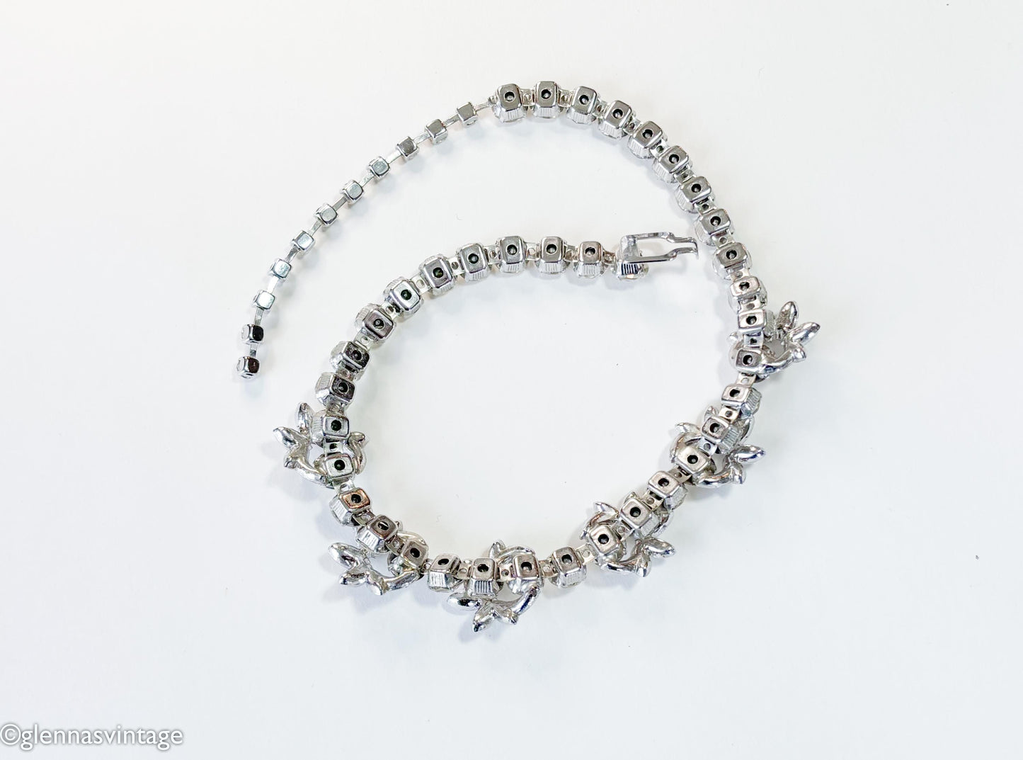 1950s Eisenberg Silver Rhinestone Choker Necklace