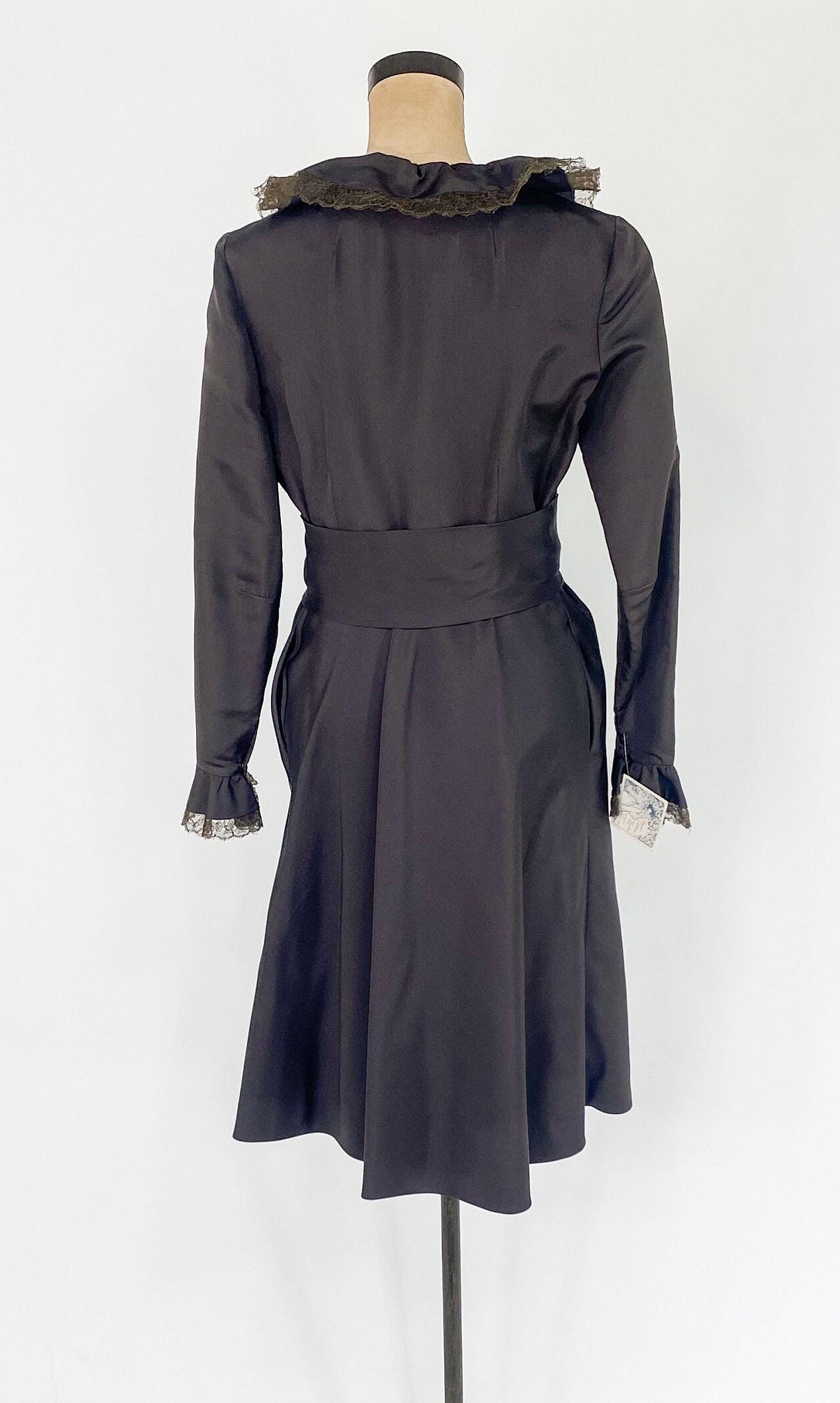 1950s Brown Silk Satin Cocktail Dress, Chester Weinberg, Medium