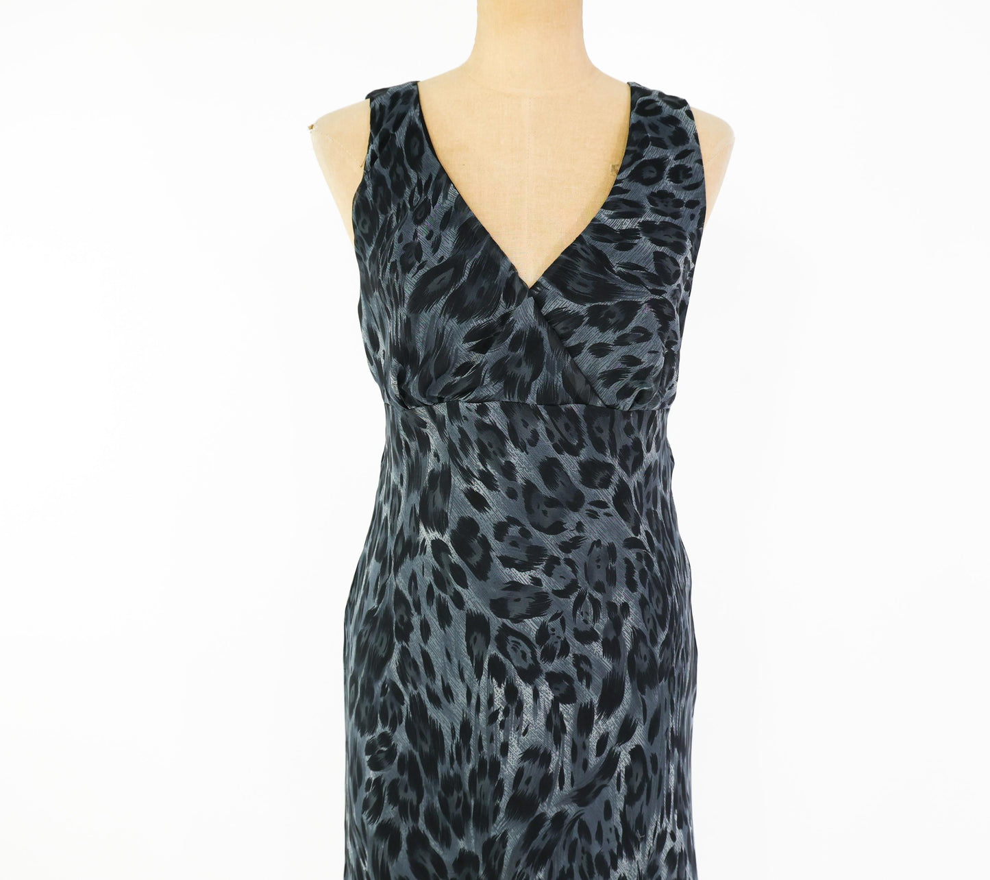 1990s Black Animal Print Dress | Black Sleeveless Maxi, Small