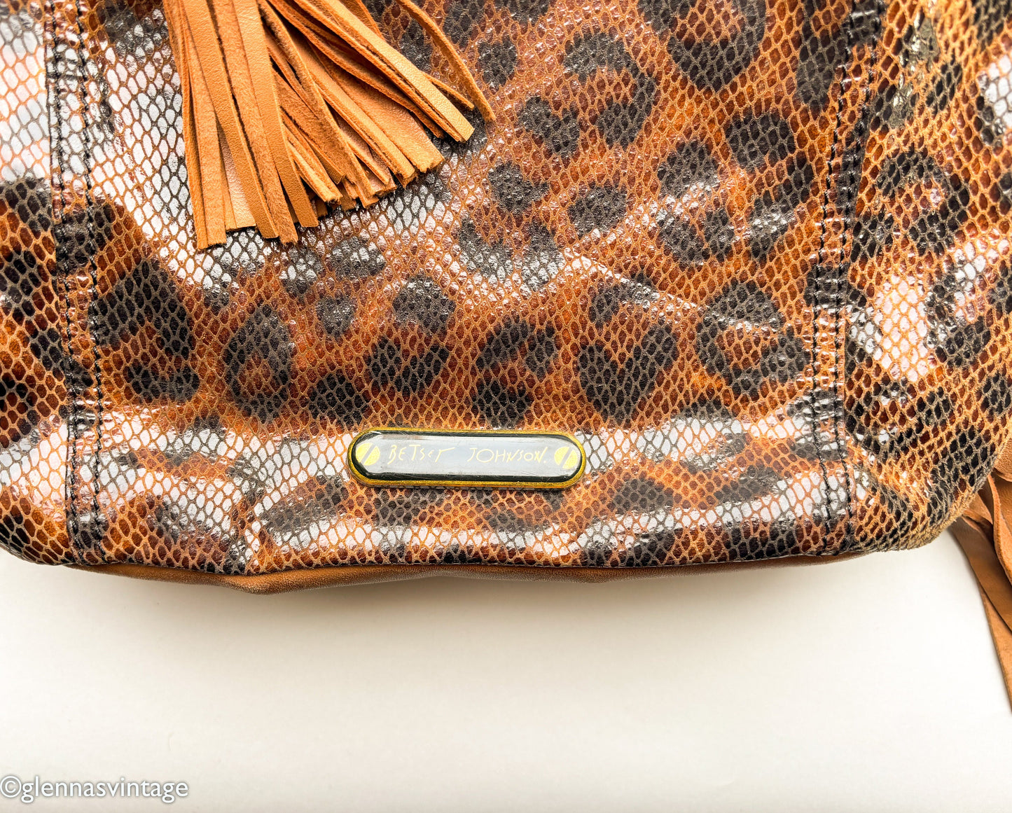 Betsey Johnson 1990s Cheetah Print Leather Shoulder Bag | 90s Brown Animal Print HoBo Pouch Bag