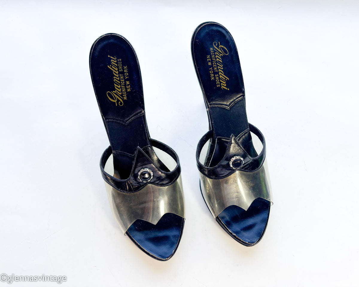 1950s Black Spring-o-lator Heels Pumps, Size 7