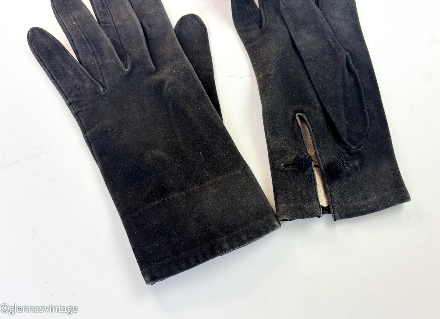 Hermès Black Suede Gloves, Size 7