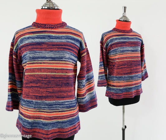 1970s Colorful Stripe Pullover Sweater, Medium