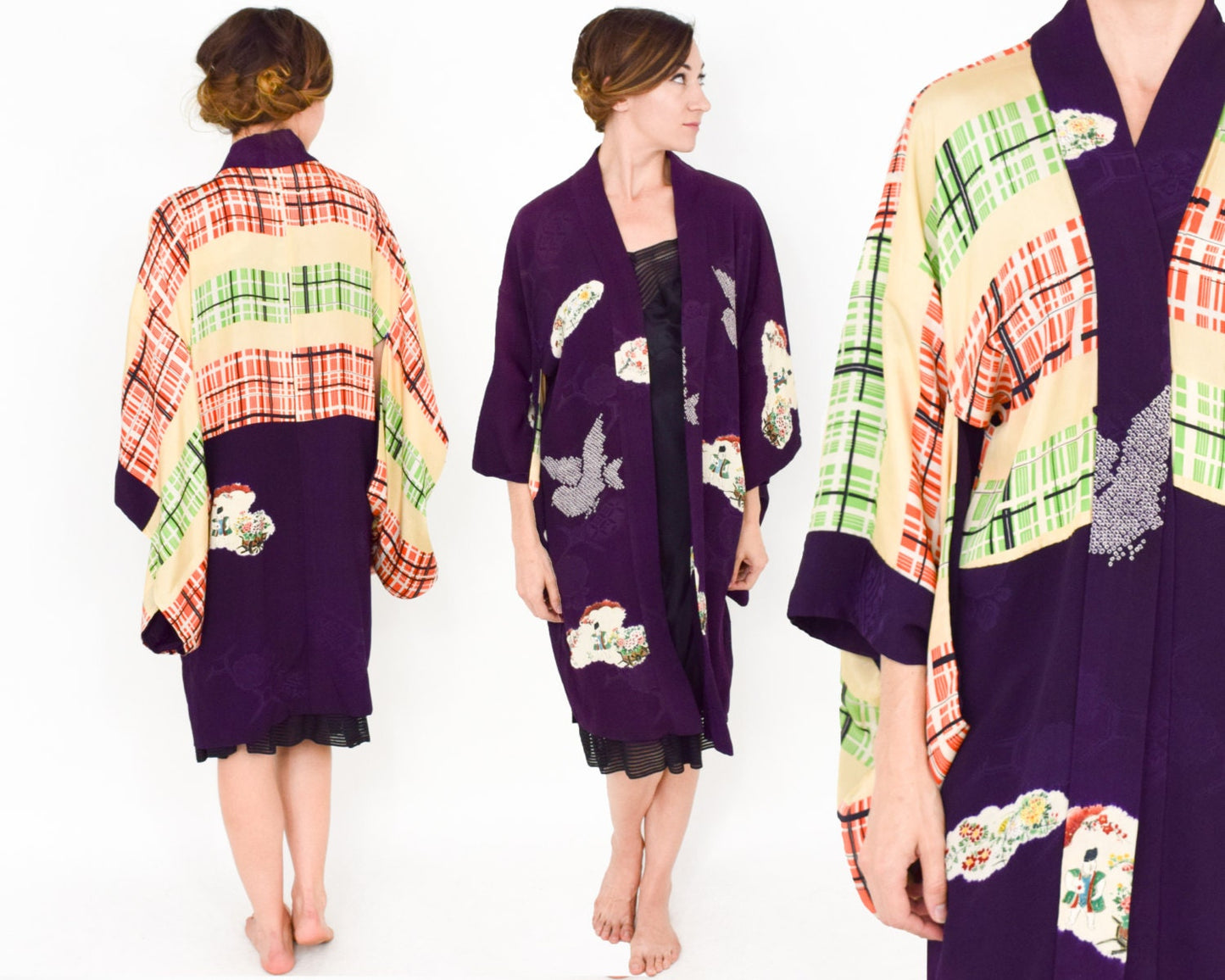 Vintage Purple Silk Haori Kimono Jacket