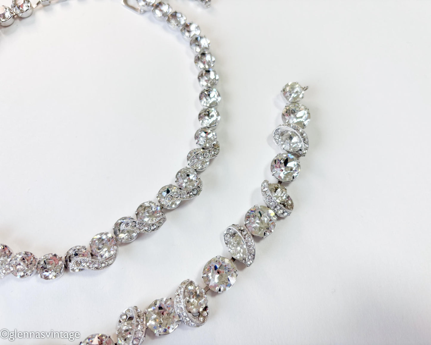 1950s Eisenberg Pavé Rhinestone Necklace & Bracelet Set