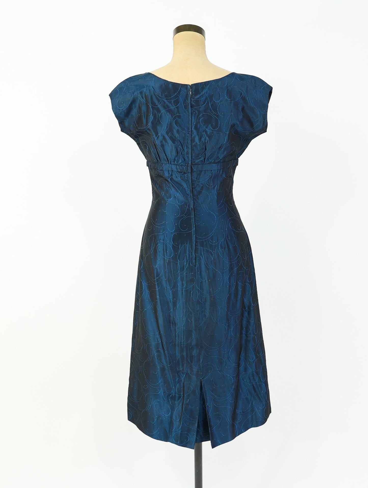 1950s Navy Taffeta Cocktail Dress, Medium