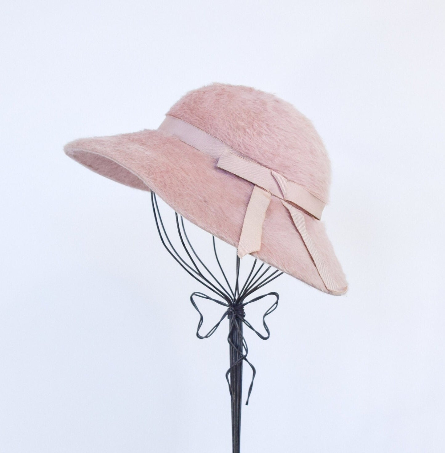 1950s Vintage Pink Mohair Hat by Neiman Marcus
