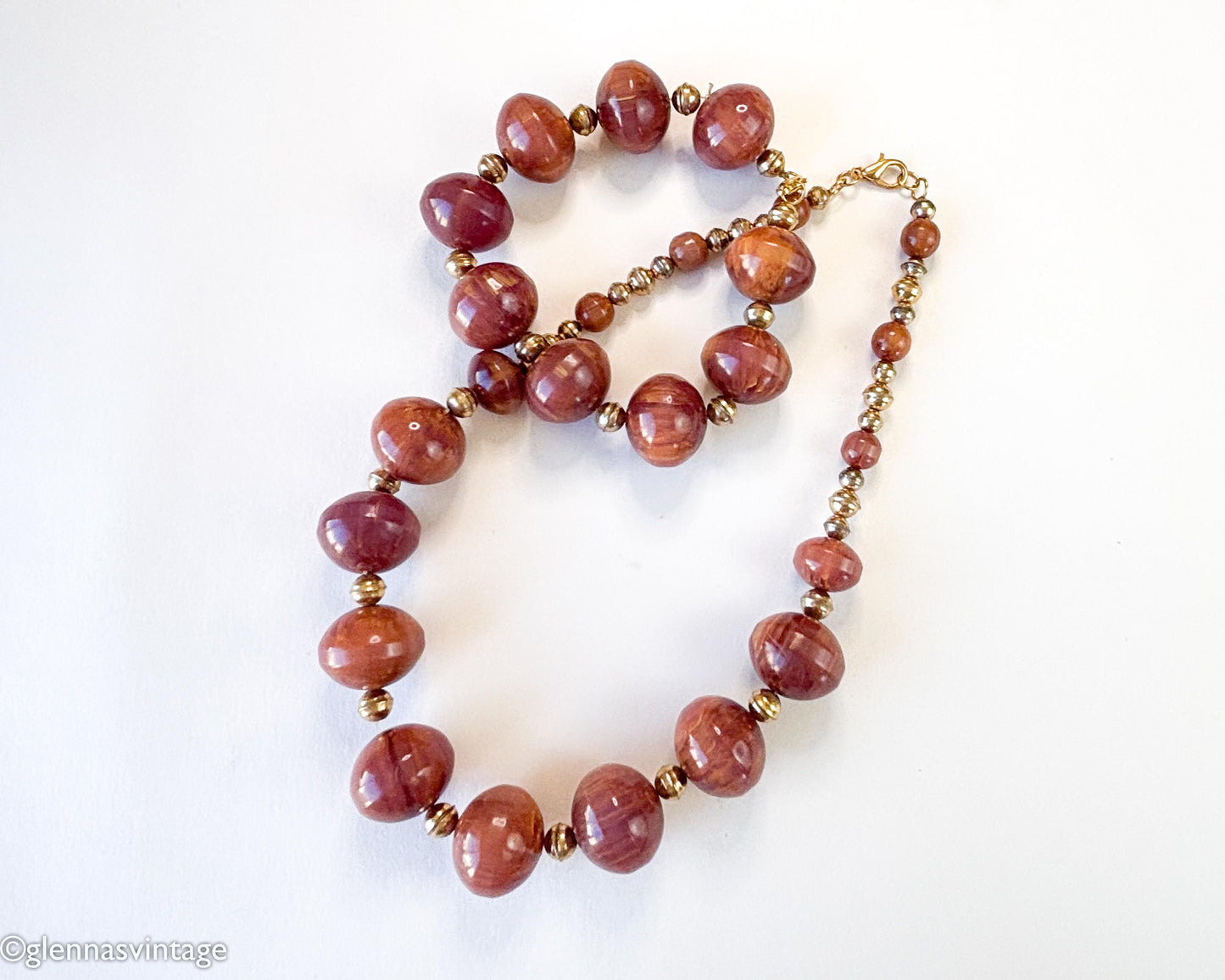 1950s Brown Bakelite Necklace Set | Bakelite Choker & Bracelet