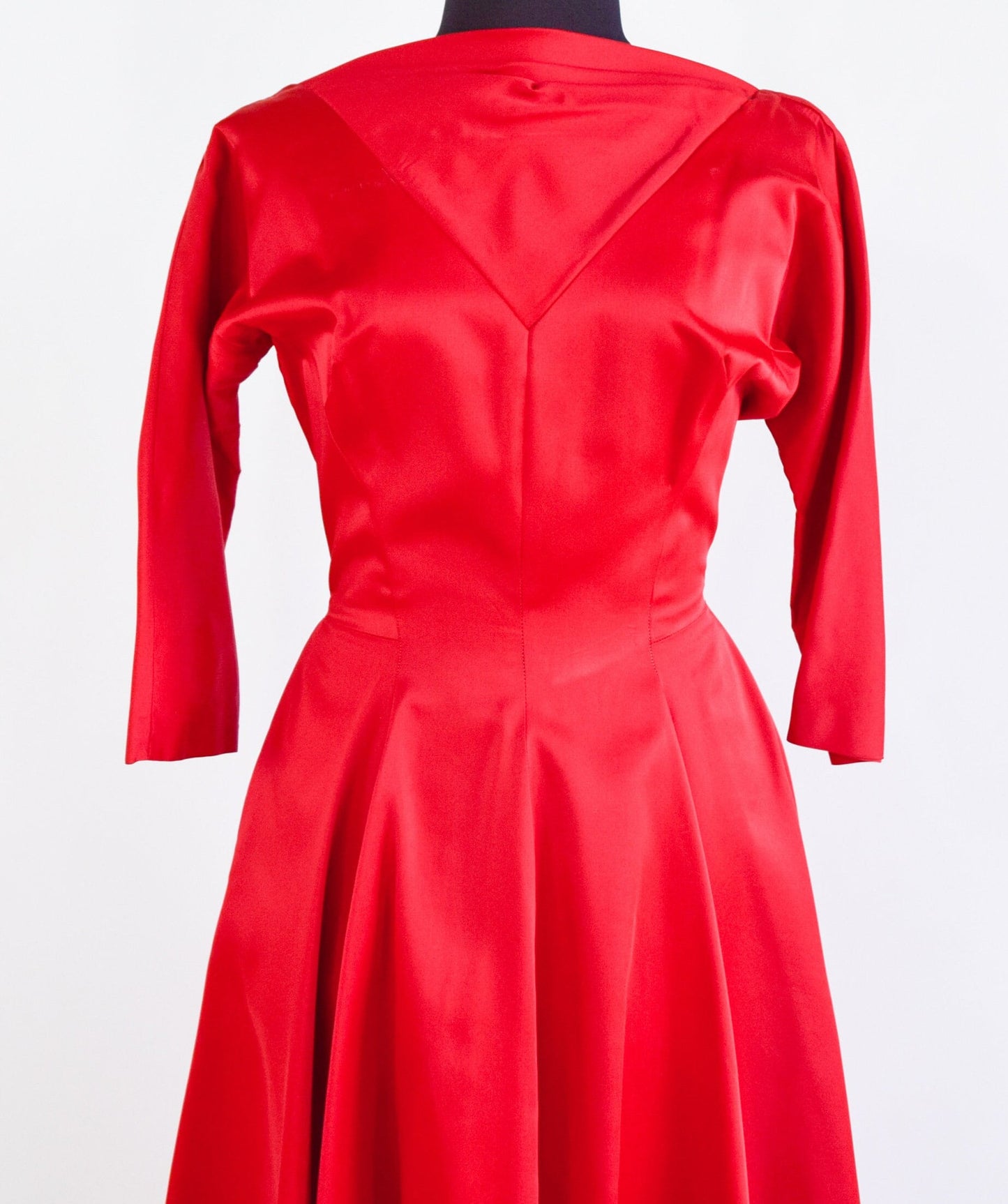 1950s Red Satin Party Dress | 50s Red Satin Cocktail Dress | Jonny Herbert | Small
