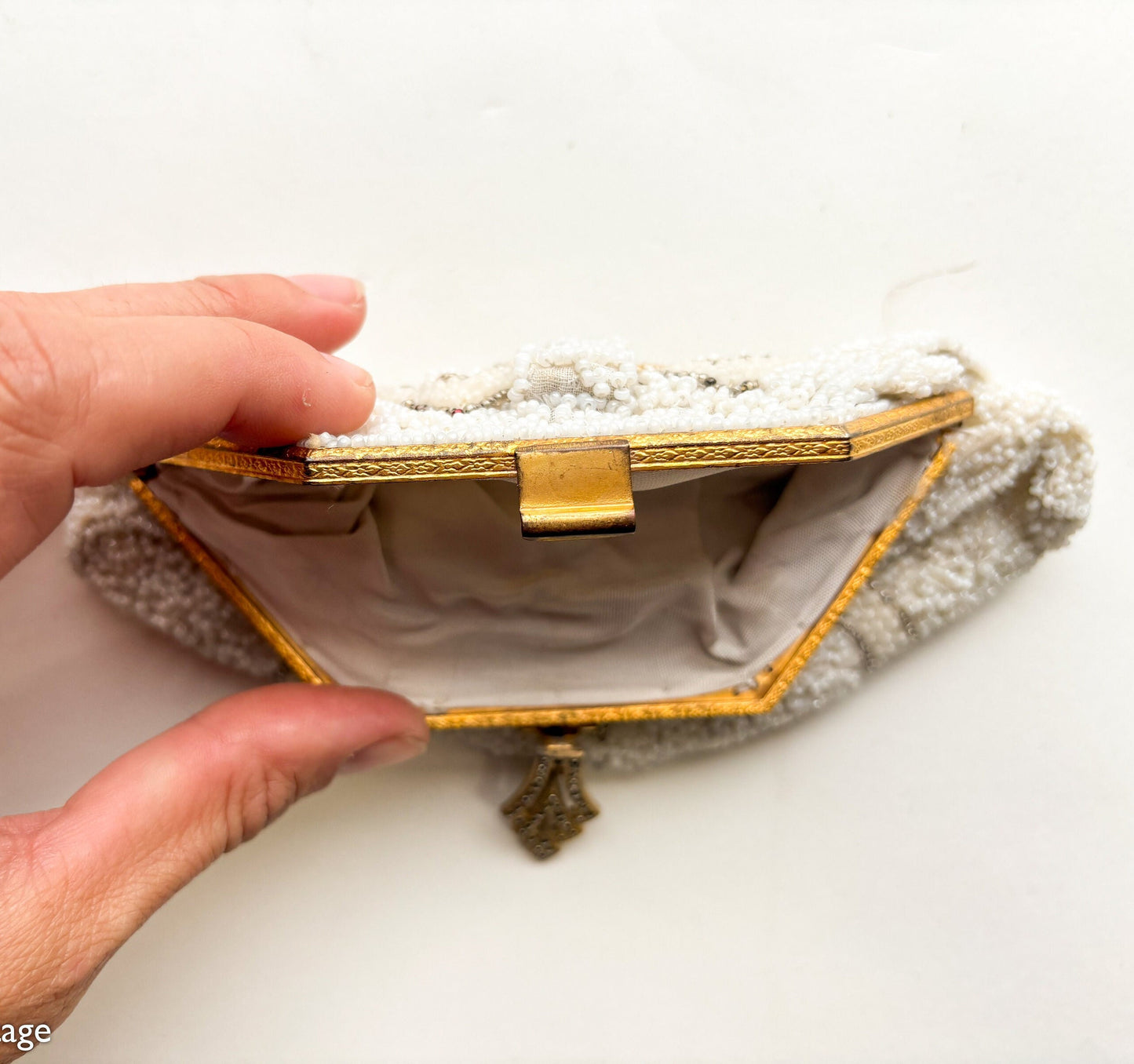 1930s White Beaded Clutch | Small Evening Bag