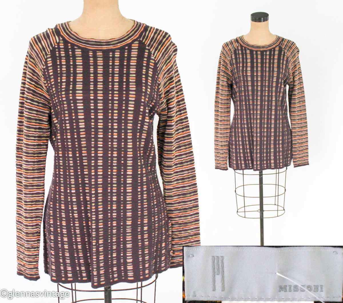 1990s Missoni Brown Knit Stripe Sweater |, Large