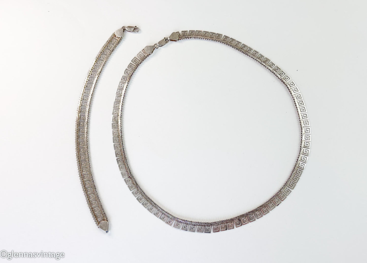 Greek Key Sterling Silver Necklace & Bracelet JewelrySet | Meander Jewelry