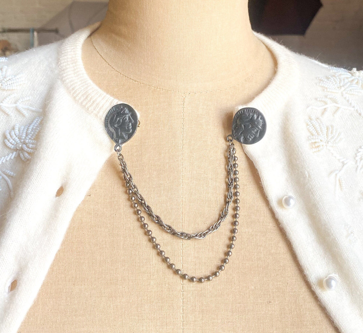 1950s Sweater Guard Pins, Roman Soldier Theme