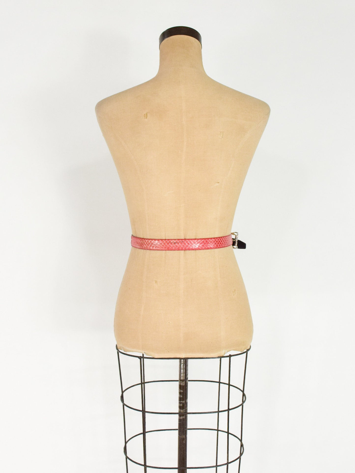 1980s Pink Snakeskin Belt | 80s Orange Skinny Leather Snakeskin Belt | Collectif