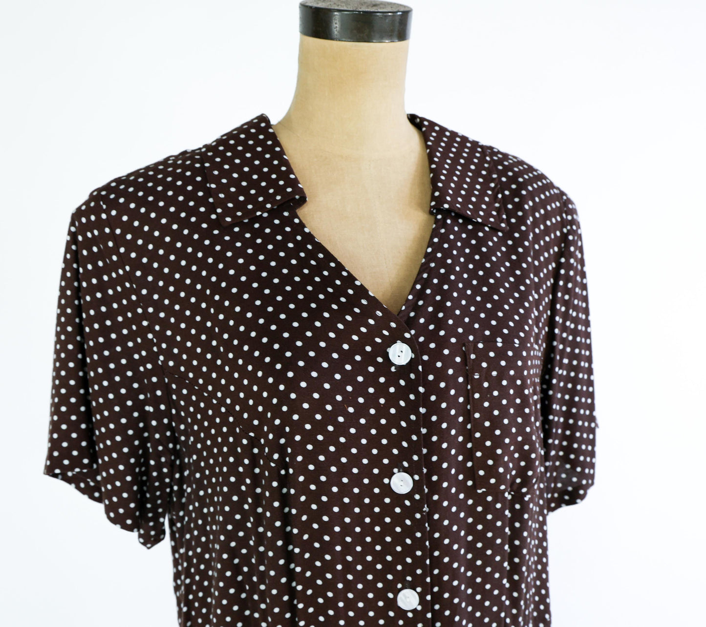 1990s Brown Polka Dot Maxi Dress, Plus Size Size 16W