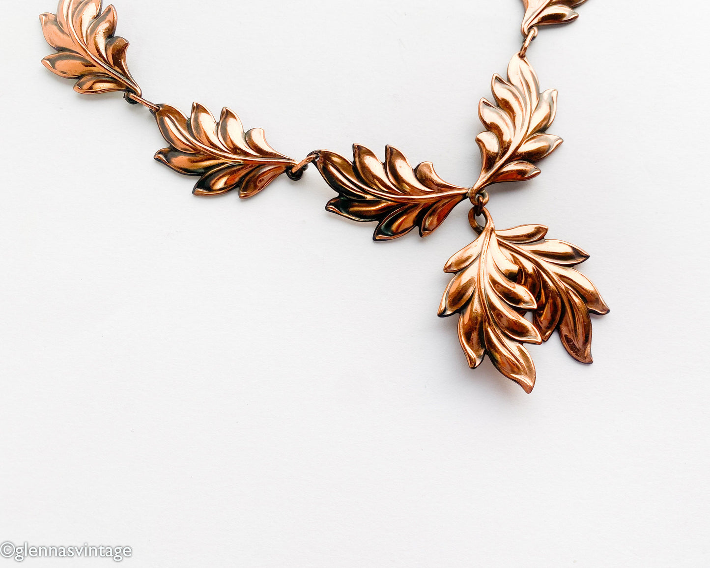 1950s Copper Leaf Necklace | Vintage Pendant Jewelry
