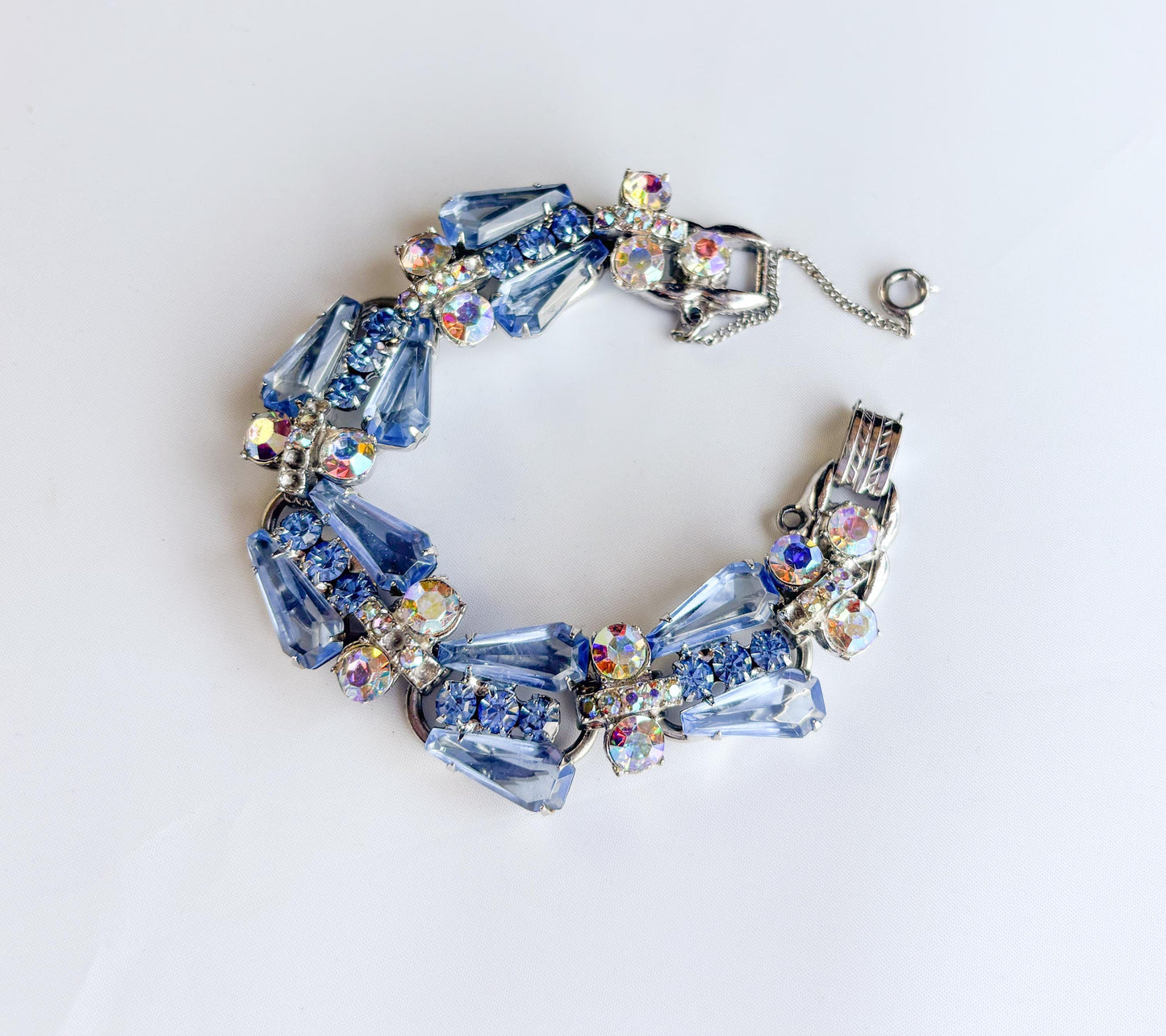 1960s Blue Rhinestone Bracelet | Evening Bracelet