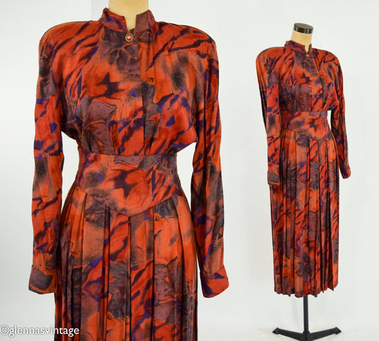 1980s Floral Skirt Set, , Large
