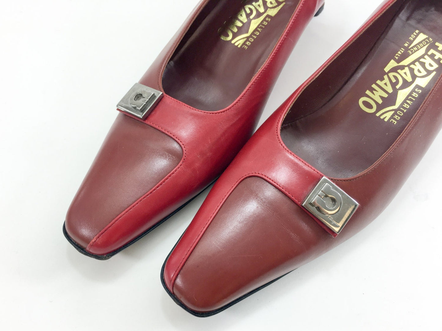 Vintage Ferragamo Leather Pumps | 1980s Red Low Heel Shoes, US 8N