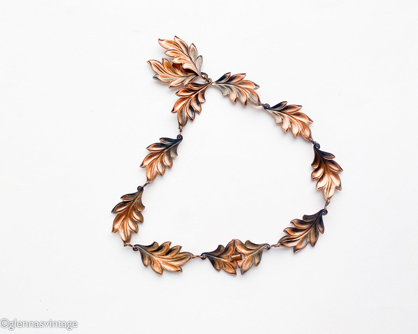 1950s Copper Leaf Necklace | Vintage Pendant Jewelry