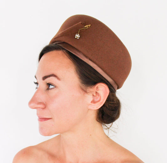 1960s Brown Wool Hat