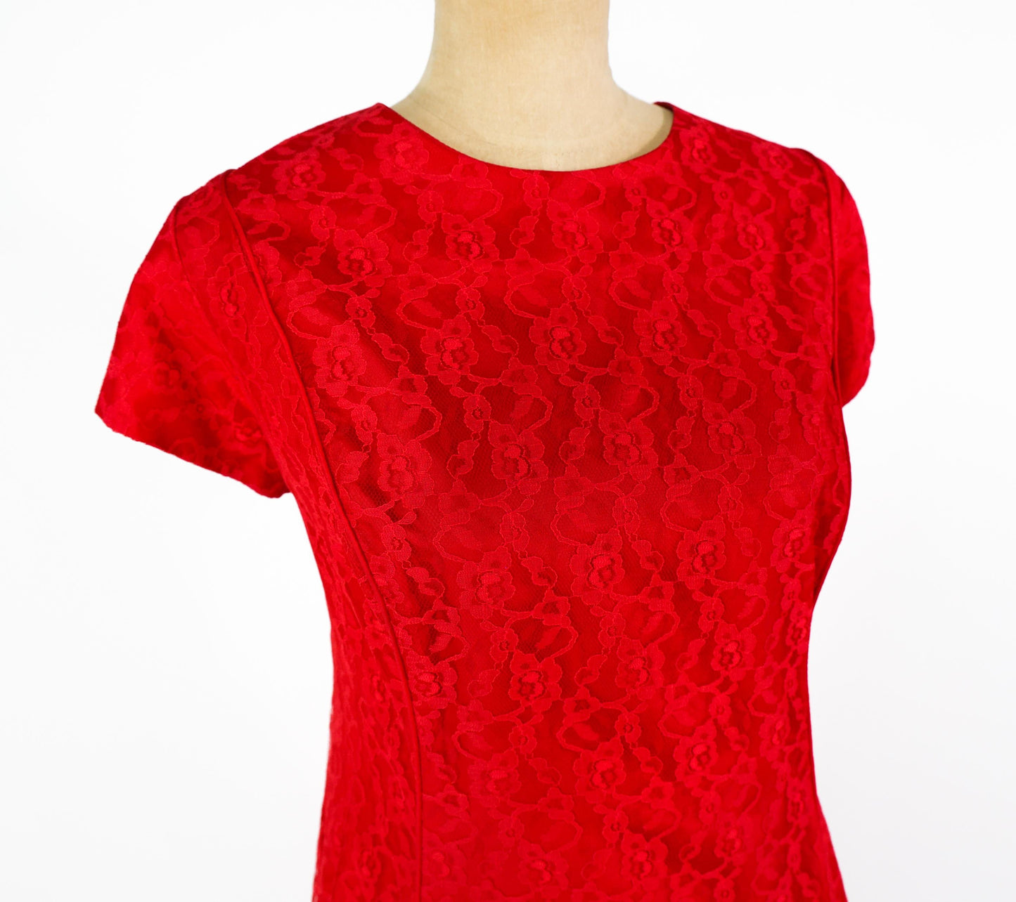 1960s Red Lace Maxi Dress, Extra Large