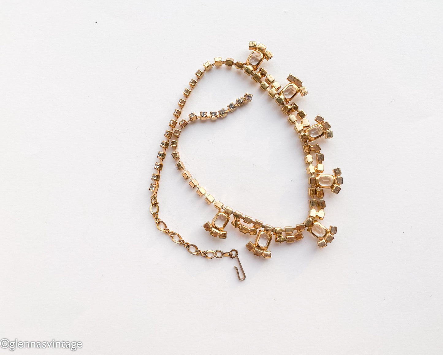 1950s Gold Rhinestone Evening Necklace l 50s Gold Rhinestone Choker