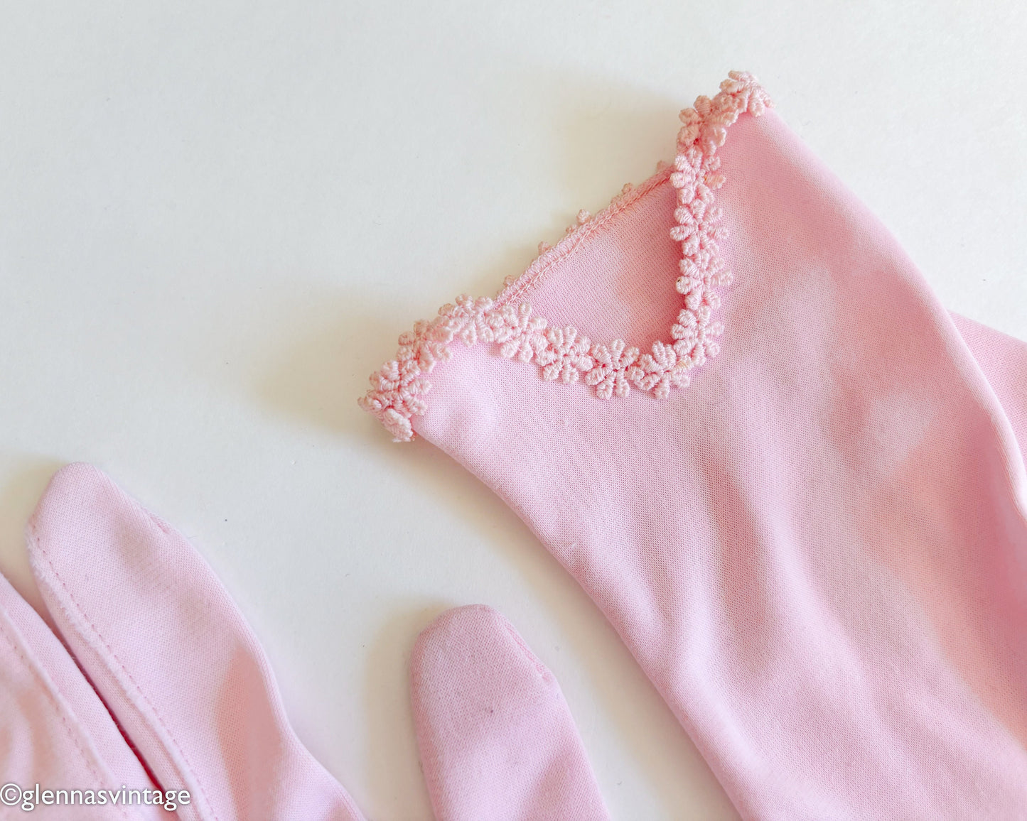 1950s Short Pink Floral Gloves