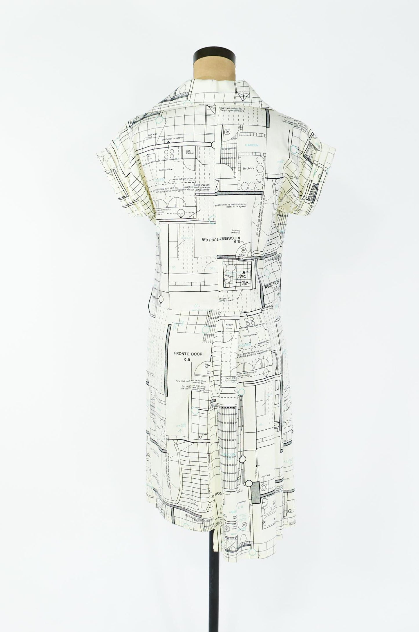 1990s Architect Print Dress | Cotton Sateen, Medium