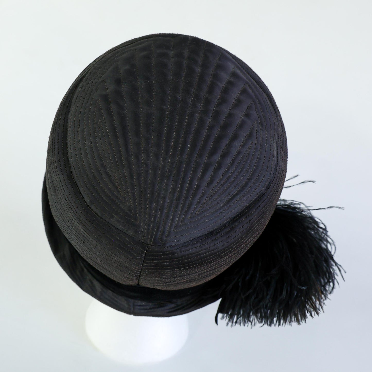 1960s Mr. Glenn Black Satin Feather Hat